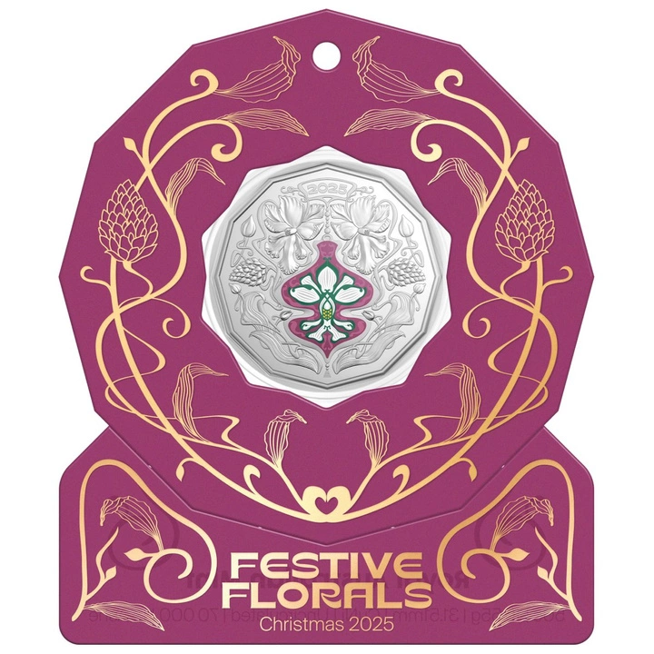 Christmas Decoration - Festive Floral kolorowany 50c Miedzionikiel 2026