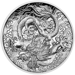 Chinese Myths and Legends: Dragon 2 uncje Srebra 2021 Proof High Relief