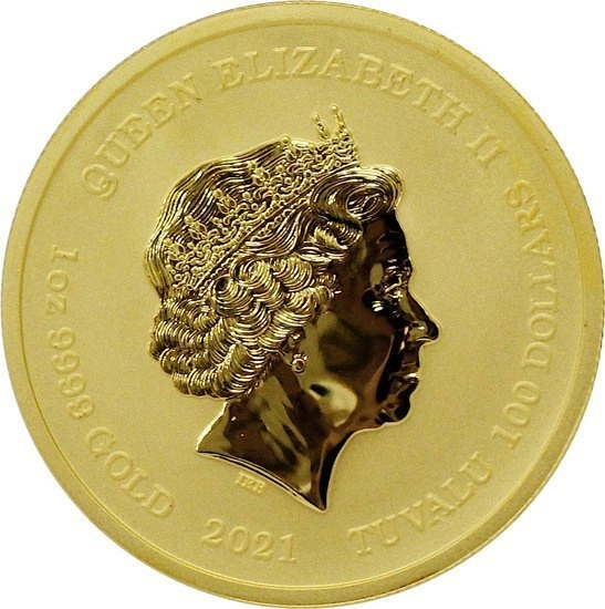 Tuvalu: Bogowie Olimpu - Posejdon 1 uncja Złota 2021