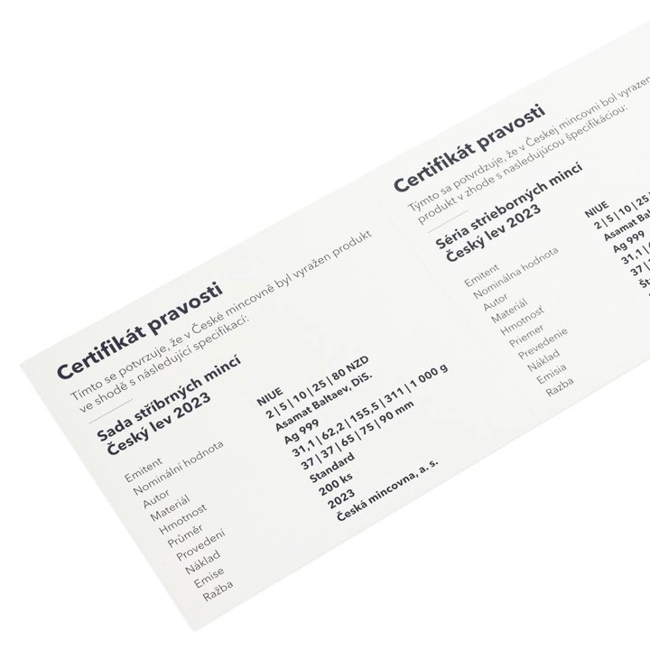 Zestaw 5 monet Niue: Czech Lion Srebro 2023