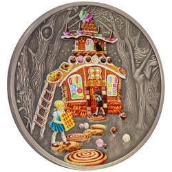 Niue: Fairy Tales - Jaś i Małgosia kolorowany $1 Srebro 2023 High Relief Antiqued Coin