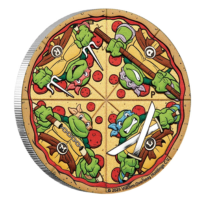 Tuvalu: Teenage Mutant Ninja Turtles - Pizza kolorowany 2 uncje Srebra 2025 Proof