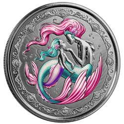 Samoa: Mermaid Mother & Daughter kolorowane 1 uncja Srebra 2023 Proof