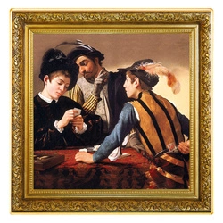 Niue: Caravaggio - Grający w karty kolorowany, pozłacany 1 uncja Srebra 2021 Proof