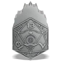 Niue: Dungeons & Dragons 50th Anniversary - Red Dragon D20 2 uncje Srebra 2024 Antiqued Coin