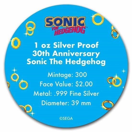 Niue: Sonic The Hedgehog 1 uncja Srebra 2021 Proof
