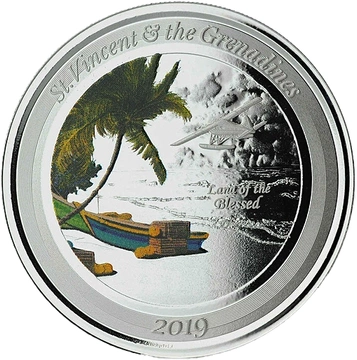 St. Vincent & The Grenadines: Island Hopping kolorowany 1 uncja Srebra 2019 Proof