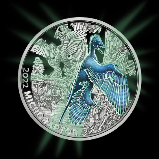 Microraptor gui kolorowany 3 Euro Miedź 2022