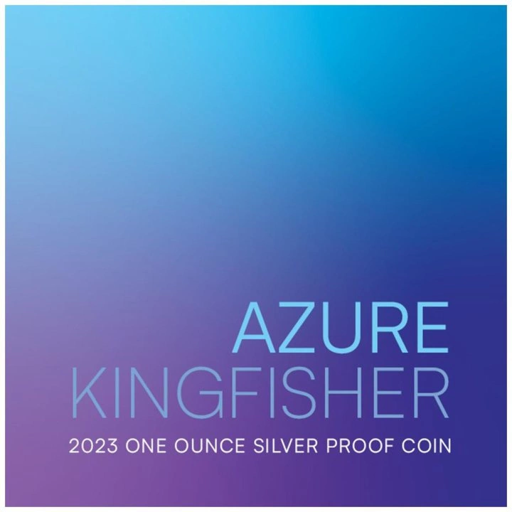 Niue: Azure Kingfisher kolorowany 1 uncja Srebra 2023 Proof