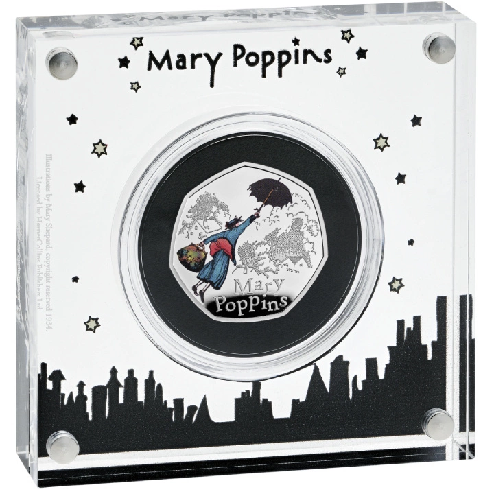 Mary Poppins kolorowana 50p Srebro 2025 Proof