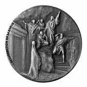 Niue: Biblical - Resurrection of Lazarus 2 uncje Srebra 2020 Proof Antiqued Coin