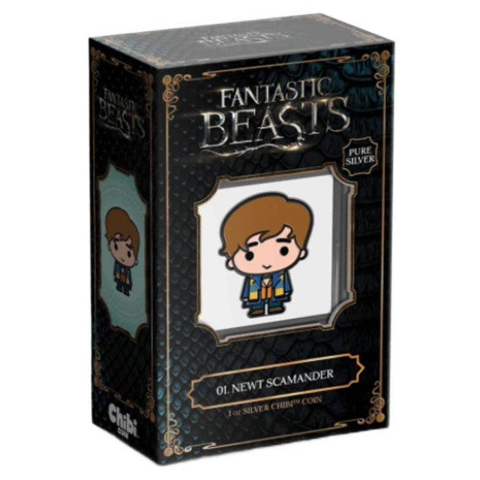 Niue: Fantastic Beasts - Newt Scamander Chibi Coin kolorowany 1 uncja Srebra 2021 Proof