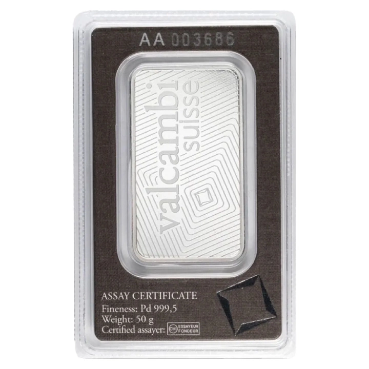 Sztabka Valcambi 50 gramów Palladu