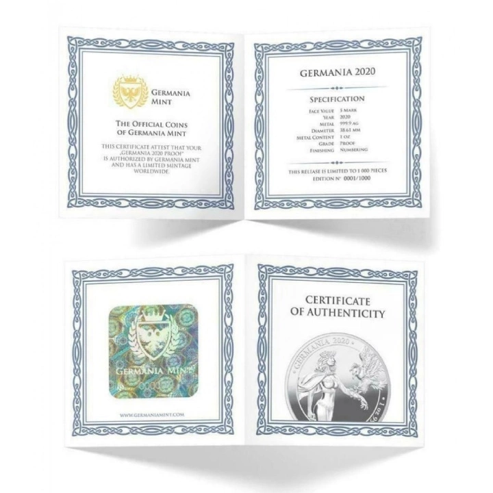 Germania 1 uncja Srebra 2020 Proof