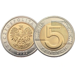Narodowy Bank Polski 5 zł z Woreczka Menniczego Moneta z 2022 UNC