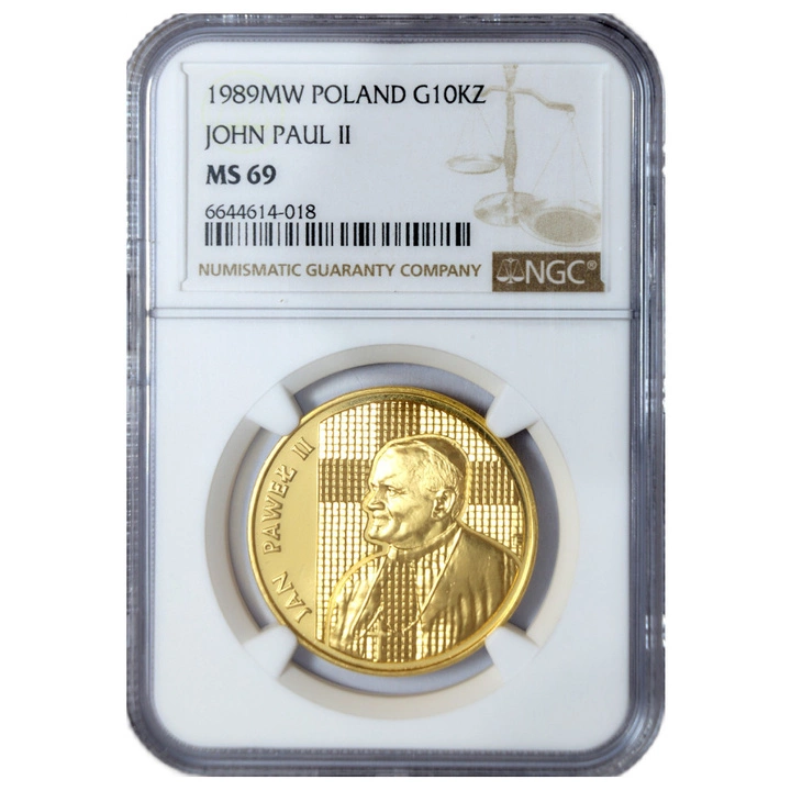 Jan Paweł II 1 uncja Złota 1989 Proof MS 69