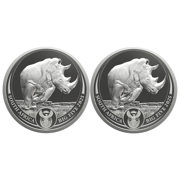 Big Five: Zestaw Rhino 2 x 1 uncja Srebra 2025 Proof Doublecap