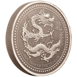 Samoa: Year of the Dragon 2 uncje Srebra 2024 Antiqued Coin 
