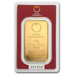 Sztabka Austrian Mint 50 gramów Złota
