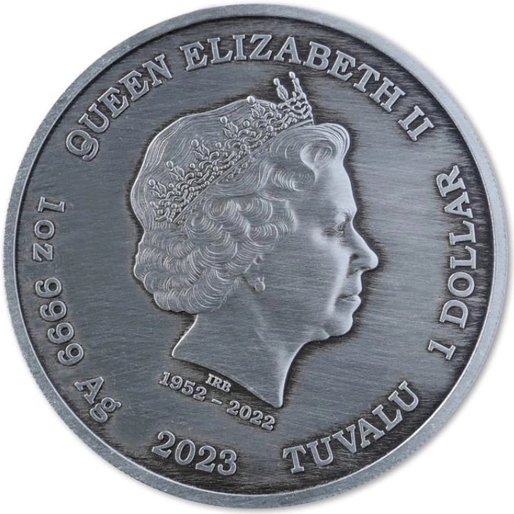 Tuvalu: Bogowie Olimpu - Ares 1 uncja Srebra 2023 Antiqued Coin