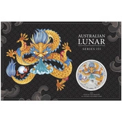 Perth Mint: Lunar III - Rok Smoka kolorowany 1 uncja Srebra 2024 (moneta w karcie)