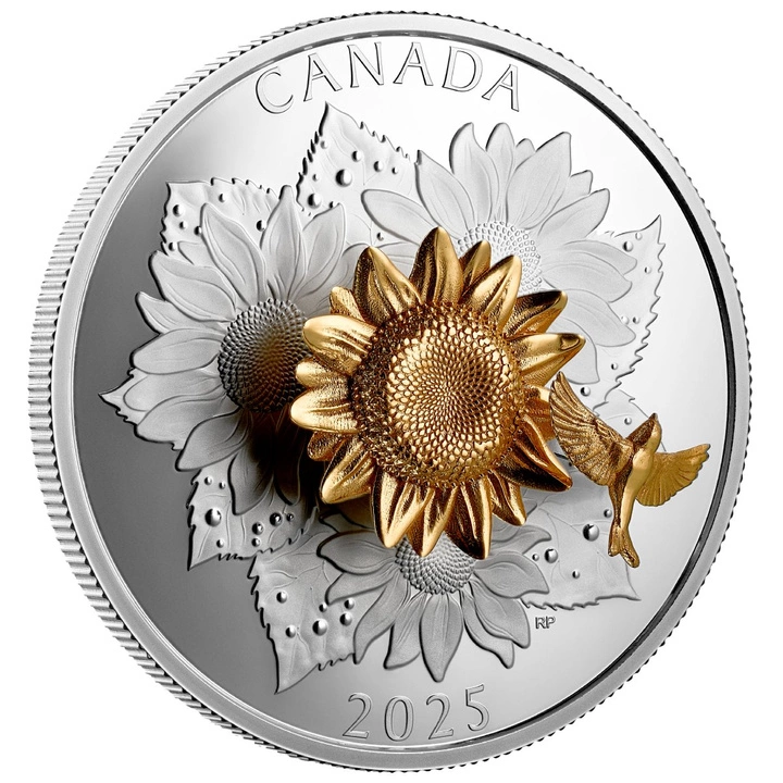 Canada: The Goldfinch and the Bloom pozłacany $50 Srebro 2025 Proof