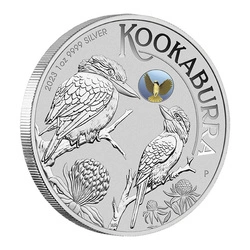 Kookaburra with Helmeted Honeyeater 1 uncja Srebra 2023 Privy Mark (Melbourne Money Expo Anda Special)