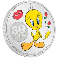 Niue: Tweety 80th Anniversary kolorowany 1 uncja Srebra 2022 Proof