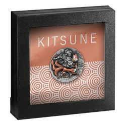 Niue: Kitsune kolorowana $5 Srebro 2022 High Relief Antiqued Coin