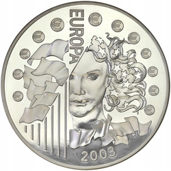 Francja: Europa - 1 rocznica "Euro" 1000 gramów Srebra 2003 Proof