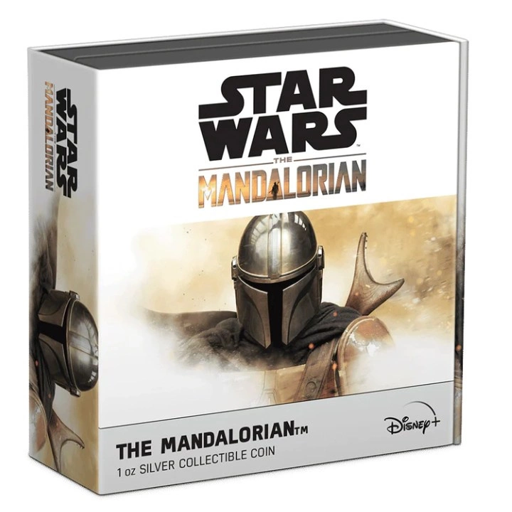 Niue: Star Wars The Mandalorian - The Mandalorian kolorowany 1 uncja Srebra 2022 Antiqued Finish