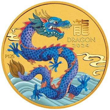 Perth Mint: Lunar III - Rok Smoka kolorowany 1/10 uncji Złota 2024