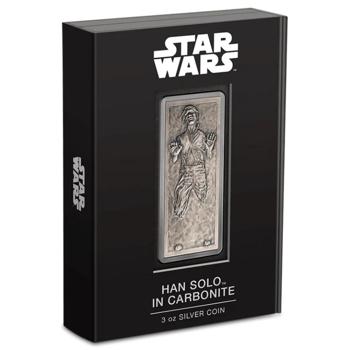 Niue: Star Wars - Han Solo in Carbonite 3 uncje Srebra 2022 Antique Finish