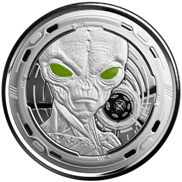 Ghana: Alien kolorowany 1 uncja Srebra 2022 Proof