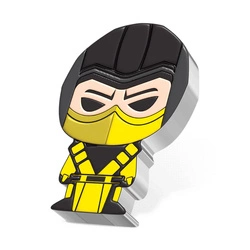 Niue: Mortal Kombat - Scorpion Chibi Coin kolorowany 1 uncja Srebra 2022 Proof