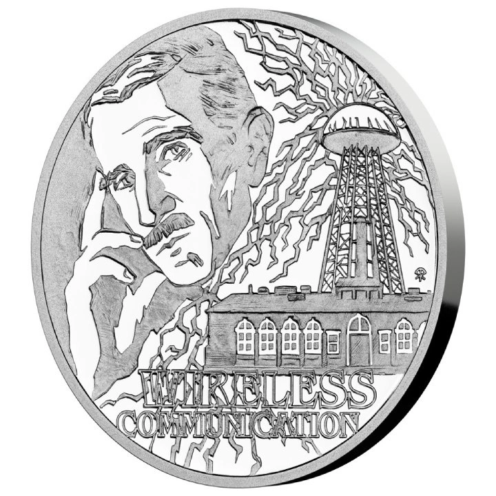 Niue: Nikola Tesla - Wireless Communication $1 Srebro 2023 Proof