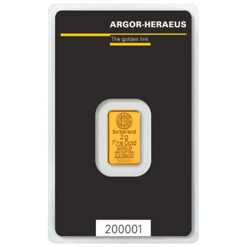 Sztabka Kinebar Argor Heraeus 2 gramy Złota LBMA GD Refiner