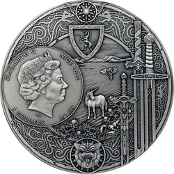 Niue: The Witcher Book Series - Time of Contempt kolorowany, pozłacany 2 uncje Srebra 2022 High Relief Antiqued Coin