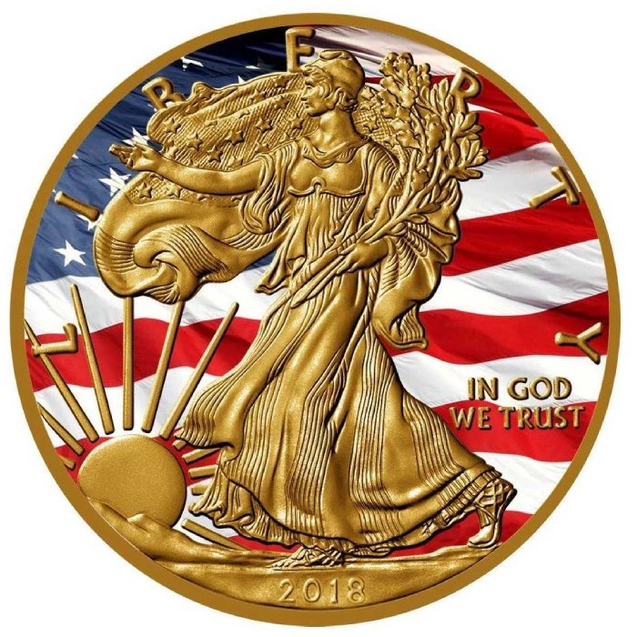 Amerykański Orzeł kolorowany 1 uncja Srebra Różne Roczniki