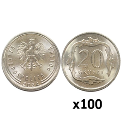 Narodowy Bank Polski: 20 groszy Worek Menniczy (100 sztuk) z 2024 UNC
