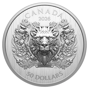 Canada: Heraldic Lion $50 Srebro 2025 Proof High Relief