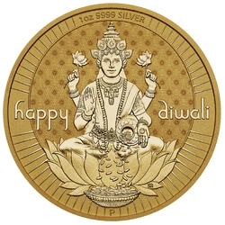 Medalion Diwali pozłacany 1 uncja Srebra 2024