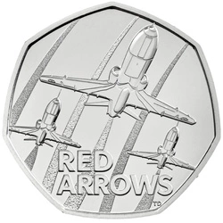 The Red Arrows 50p Miedzionikiel 2025