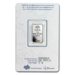 5 gramów Sztabka Srebra Pamp Fortuna