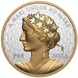 Canada: Peace Dollar pozłacany 5 uncji Srebra 2024 Proof Ultra High Relief Coin