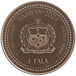 Samoa: Year of the Dragon 1/2 uncji Srebra 2024 Antiqued Coin