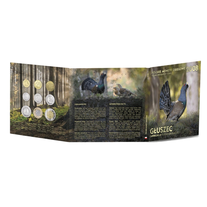 Polskie Monety Obiegowe "Głuszec"- zestaw monet 1 gr - 5 zł 2008