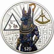 Sierra Leone: Egyptian Gods - Anubis kolorowany 2 uncje Srebra 2023 Proof