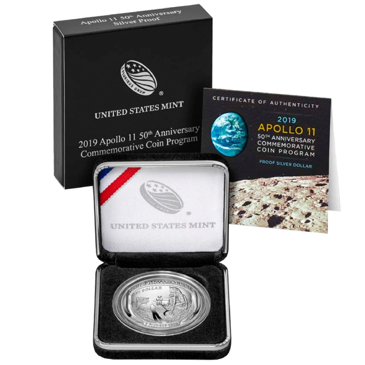 Apollo 11 50th Anniversary $1 Srebro 2019 Proof