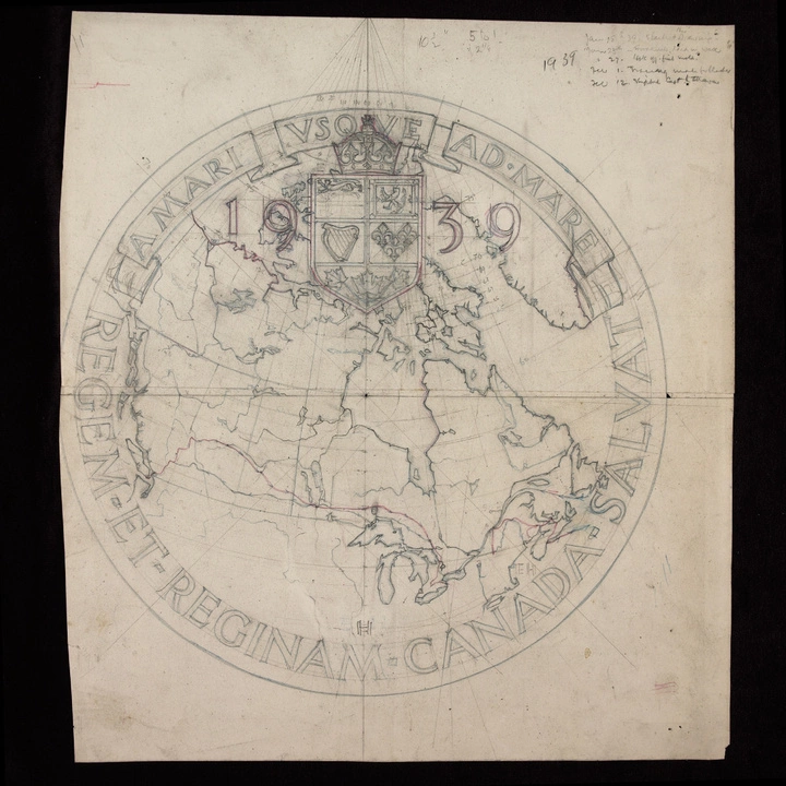 Canada: Emanuel Hahn's Original Sketch - Royal Visit $50 Srebro 2025 Antiqued Coin